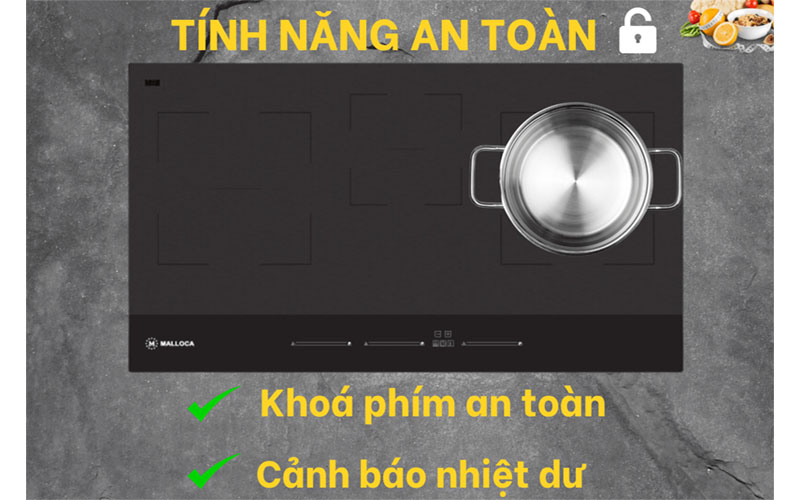 Bếp từ 3 vùng nấu Malloca MH-803 - Hàng chính hãng