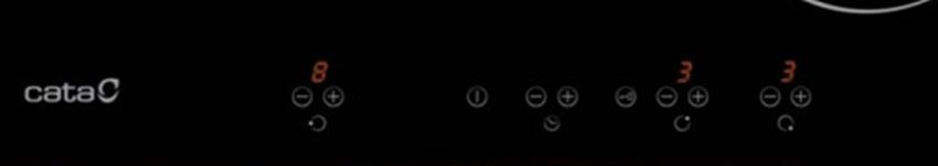 Bảng điều khiển cảm ứng của bếp từ ba Cata IB 6203 BK