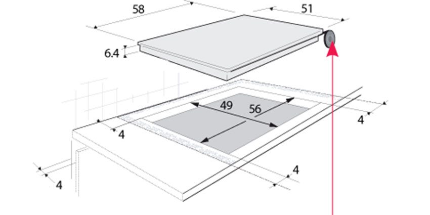 Kích thước của bếp từ ba âm kính Brandt TI1028B