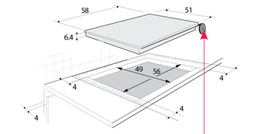 Kích thước của bếp từ ba âm kính Brandt TI118W