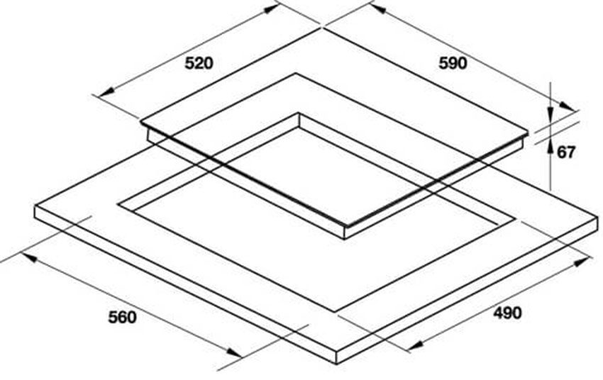 Kích thước của bếp điện từ ba âm kính Hafele HC R603A