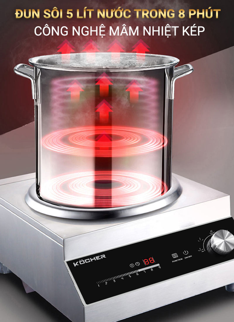 Công suất lớn, đun nấu nhanh chóng