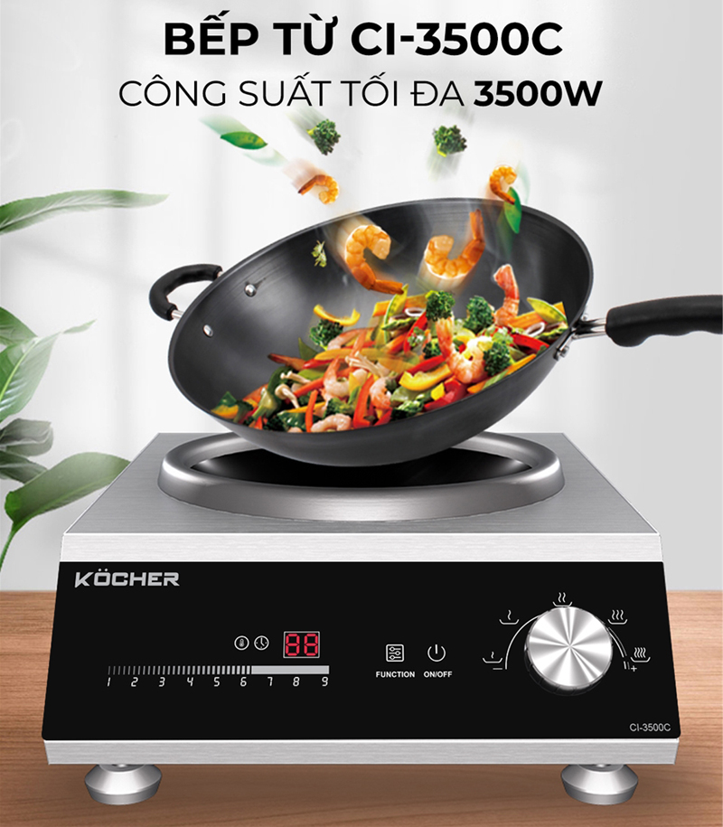 Bếp điện từ công nghiệp mặt lõm Kocher CI-3500C