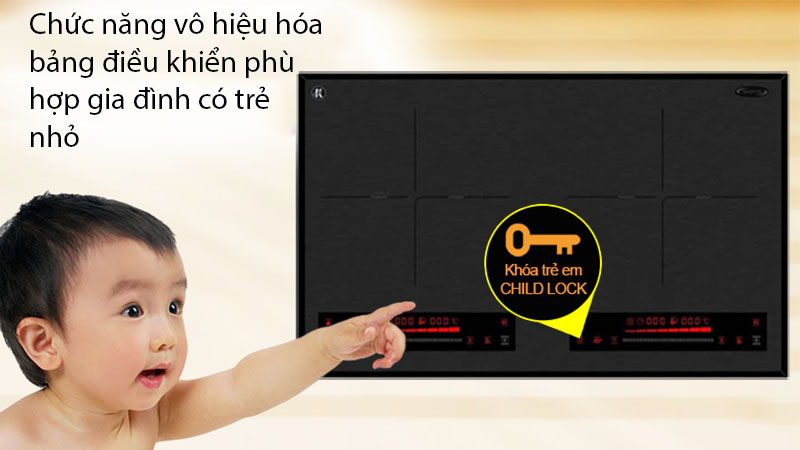 Tính năng khóa an toàn trẻ em của Bếp từ đôi Arber AB-EI604