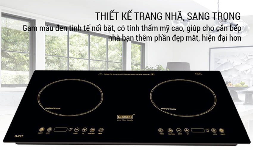 Bếp từ đôi Giovani G-22T với thiết kế sang trọng