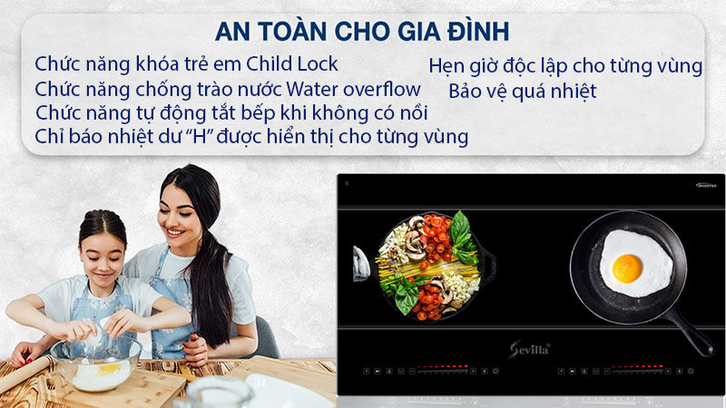 Tính năng an toàn của Bếp từ đôi Sevilla SV-TA60