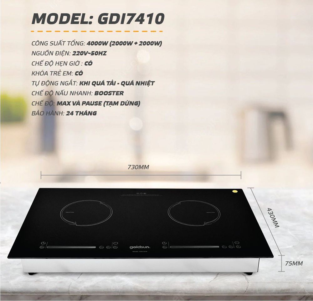 Bếp điện từ đôi Goldsun GDI7410 - Hàng chính hãng