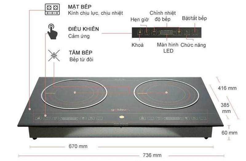 Bếp từ kết hợp hồng ngoại Goldsun CH-GYL05 - Hàng chính hãng