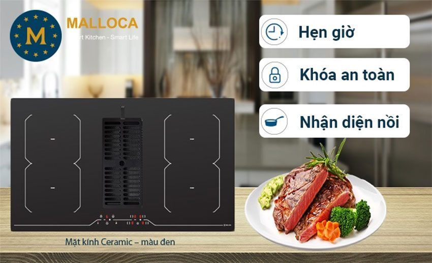 Bếp từ kết hợp hút mùi Malloca HIH-864 LI - Hàng chính hãng