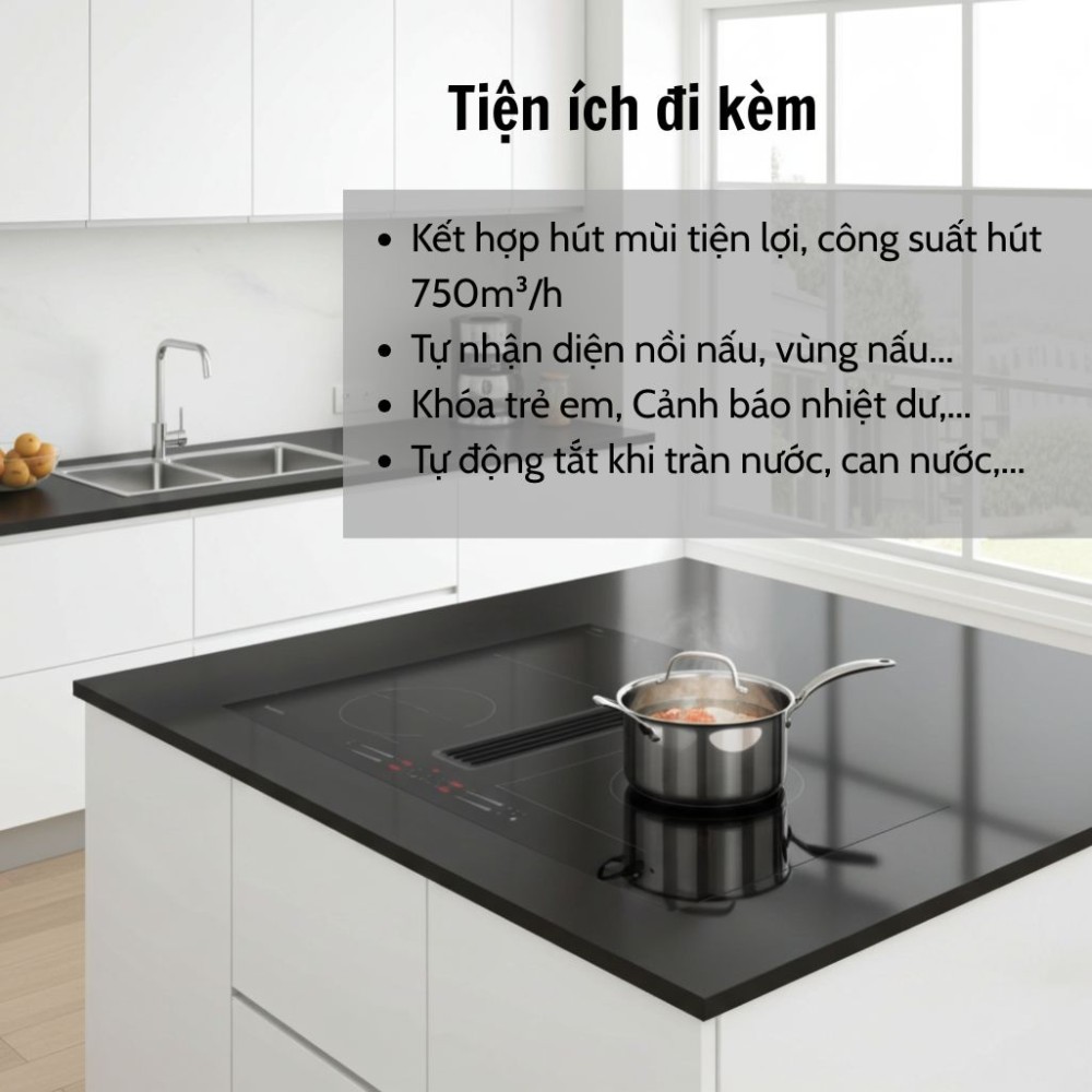 Bếp từ kết hợp hút mùi Malloca HIH 860 FZ - Hàng chính hãng