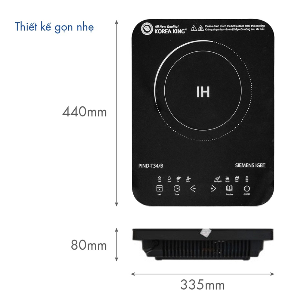 Bếp điện từ đơn Korea King PIND-T34B - Hàng chính hãng