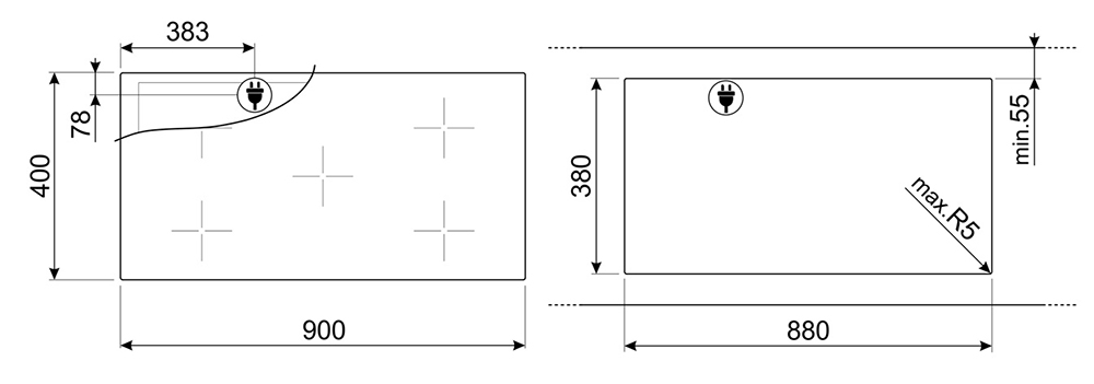 Bếp 3 điện từ SMEG SIH7933B - Hàng chính hãng