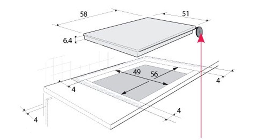 Kích thước của bếp từ tư âm kính Brandt TI1016B