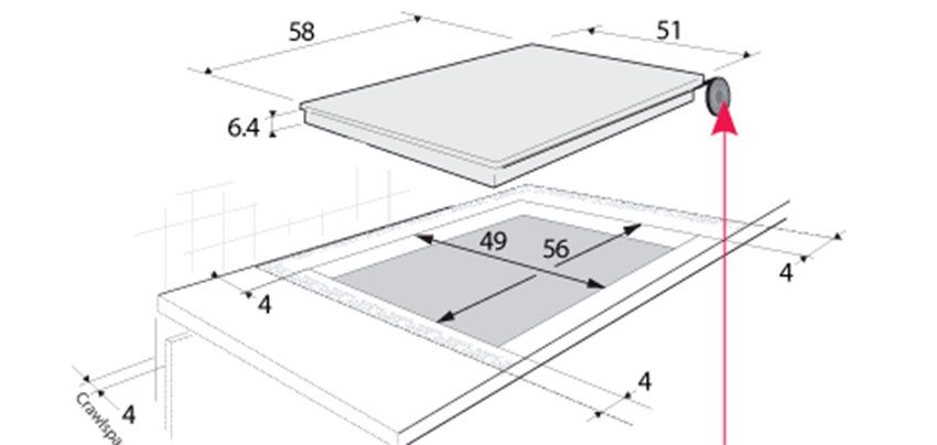 Kích thước của bếp từ tư âm kính Brandt TI1033B