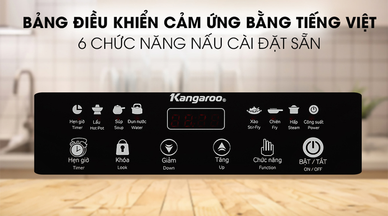 Bảng điều khiển cảm ứng bằng tiếng việt, cho bạn dễ dàng tùy chọn chức năng
