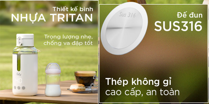Bình đun và hâm nước pha sữa mini Smart 6 Fatzbaby FB3820FD - Hàng chính hãng