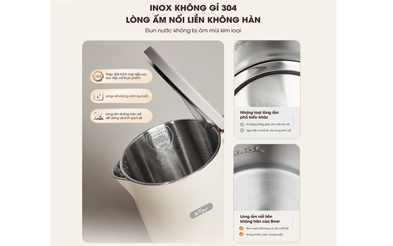 Chất liệu của Bình đun nước siêu tốc Bear SB-ST17T