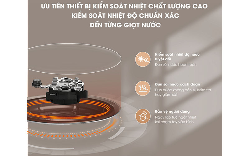 Hệ thống kiểm soát nhiệt của Bình đun nước siêu tốc Bear SB-ST17T