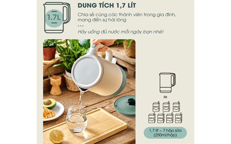 Bình đun nước siêu tốc Bear ZDH-Q17B1 - Hàng chính hãng