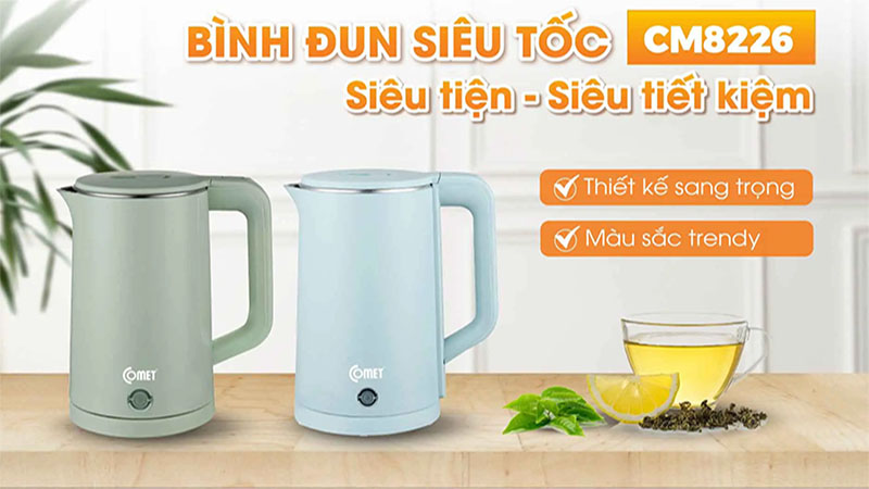 Bình đun nước siêu tốc Comet CM8226 - Hàng chính hãng