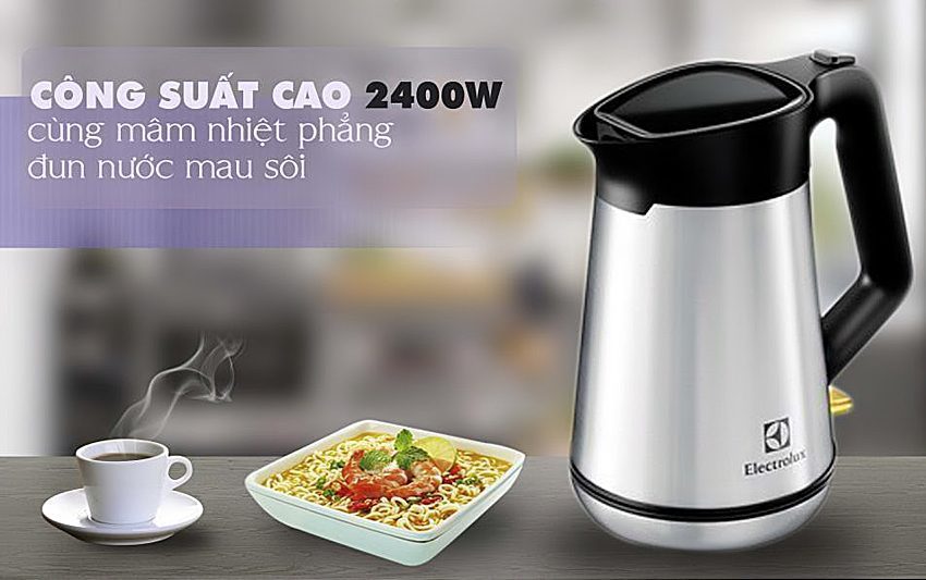 Bình đun nước siêu tốc Electrolux EEK-5604S dùng nấu nước sôi để pha trà, nấu mì