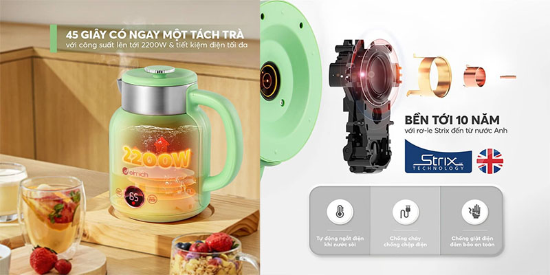 Bình đun nước siêu tốc Elmich KEE-8456AW/MG/PG - Hàng chính hãng