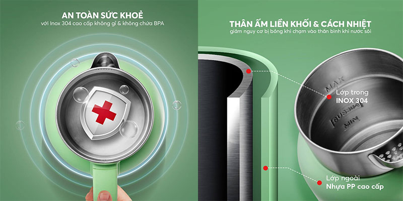 Bình đun nước siêu tốc Elmich KEE-8456AW/MG/PG - Hàng chính hãng