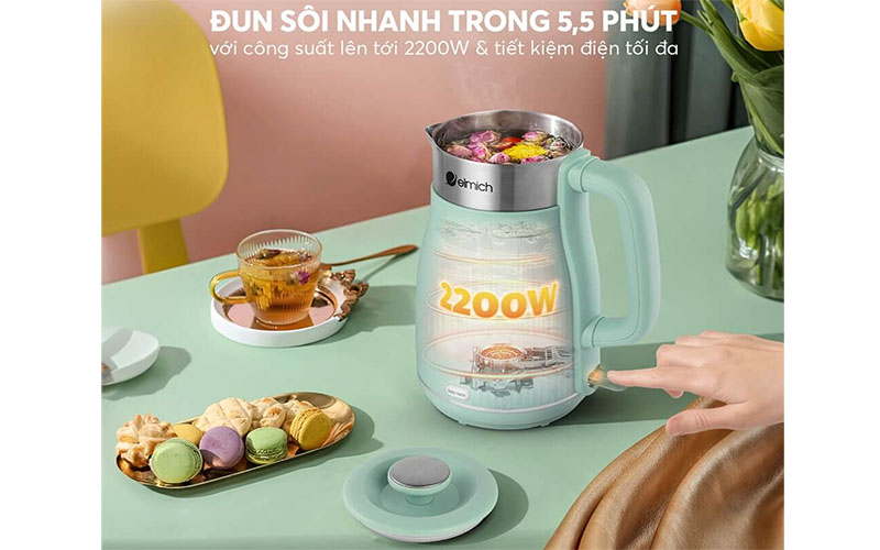 Bình đun nước siêu tốc Elmich KEE-8457AW/MG/PG - Hàng chính hãng
