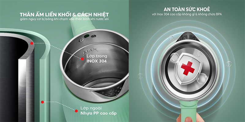 Bình đun nước siêu tốc Elmich KEE-8457AW/MG/PG - Hàng chính hãng