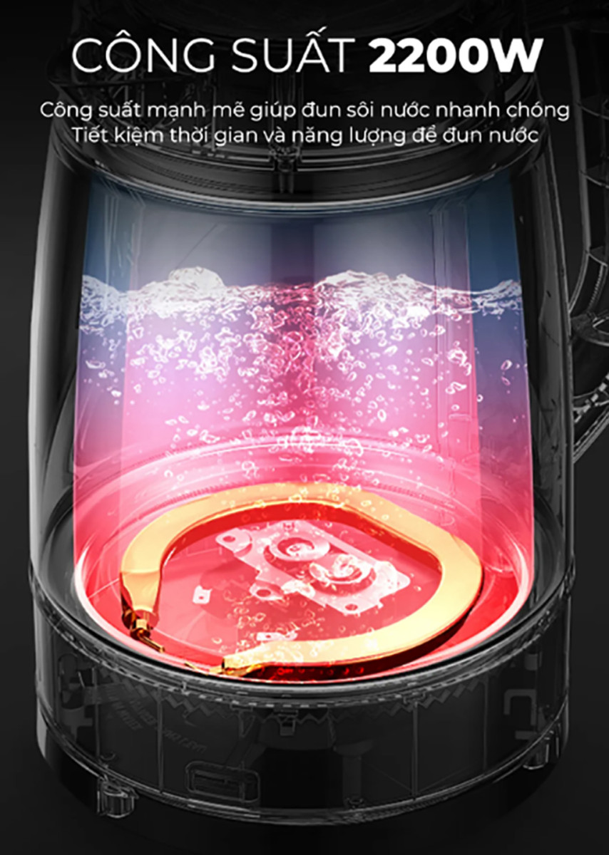 Công suất mạnh mẽ đun nước nhanh sôi