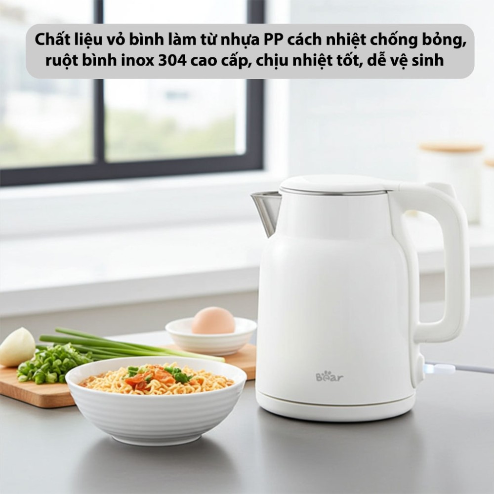Bình đun siêu tốc Bear 1.5 lít BEK-E153W2 - Hàng chính hãng