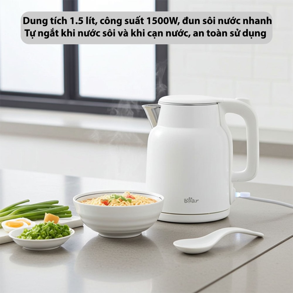 Bình đun siêu tốc Bear 1.5 lít BEK-E153W2 - Hàng chính hãng
