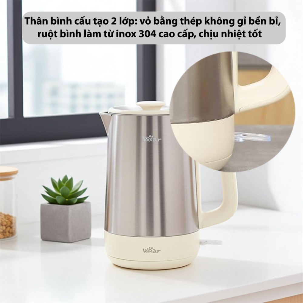 Bình đun siêu tốc Bear 1.7 lít ZDH-D17T5 - Hàng chính hãng