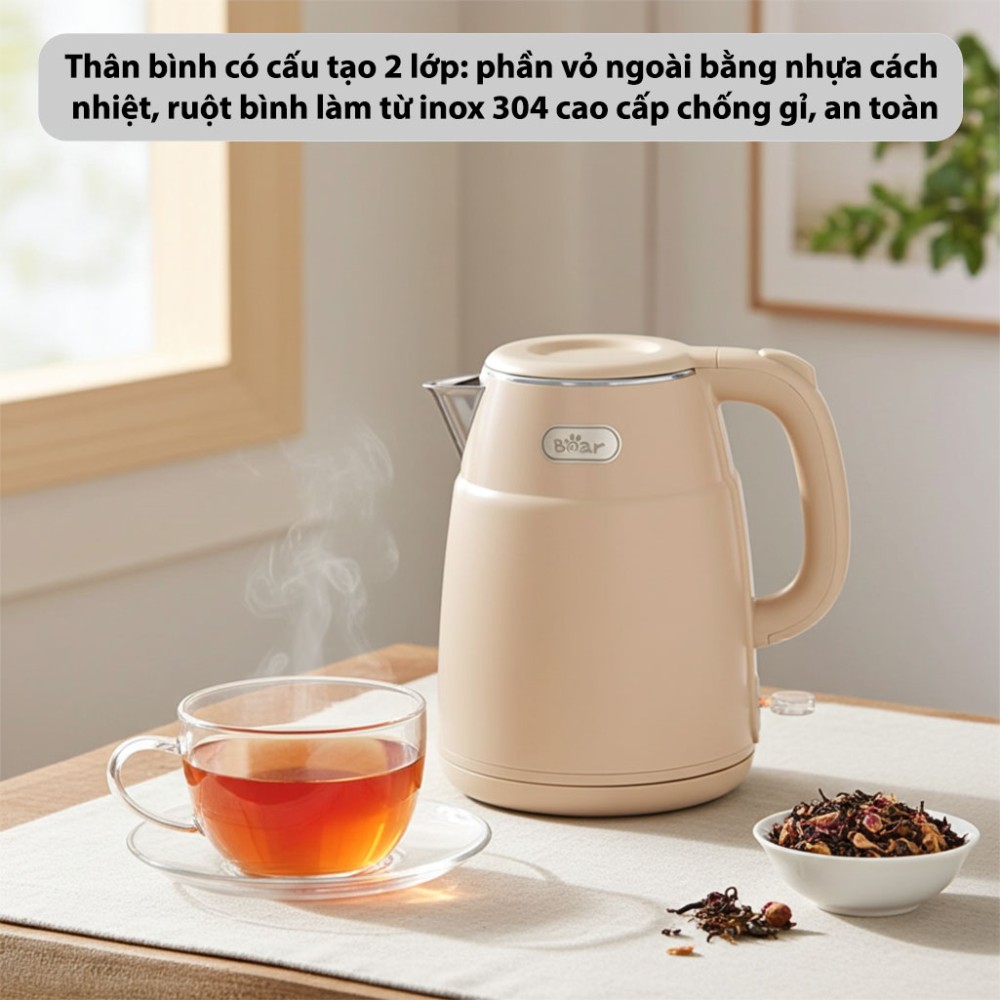 Bình đun siêu tốc Bear 1.5 lít ZDH-Q15C9 - Hàng chính hãng