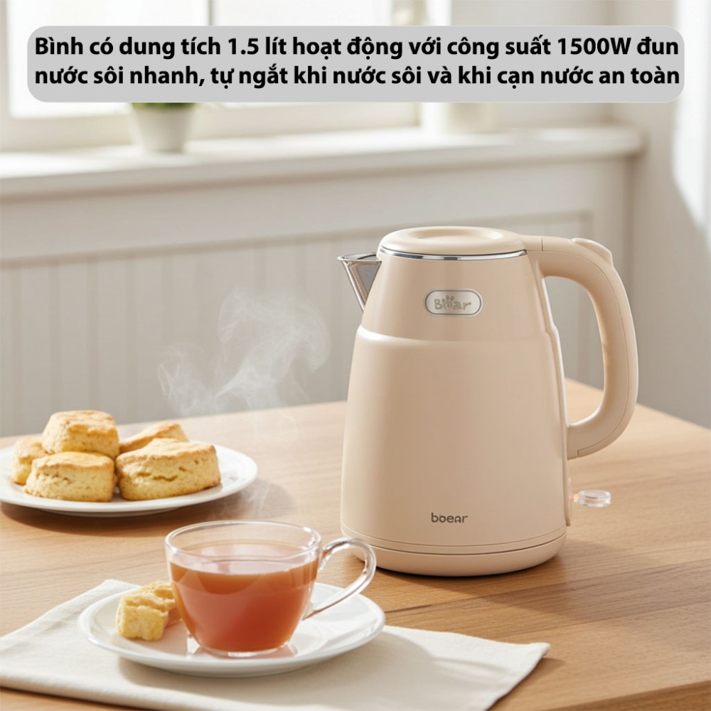 Bình đun siêu tốc Bear 1.5 lít ZDH-Q15C9 - Hàng chính hãng