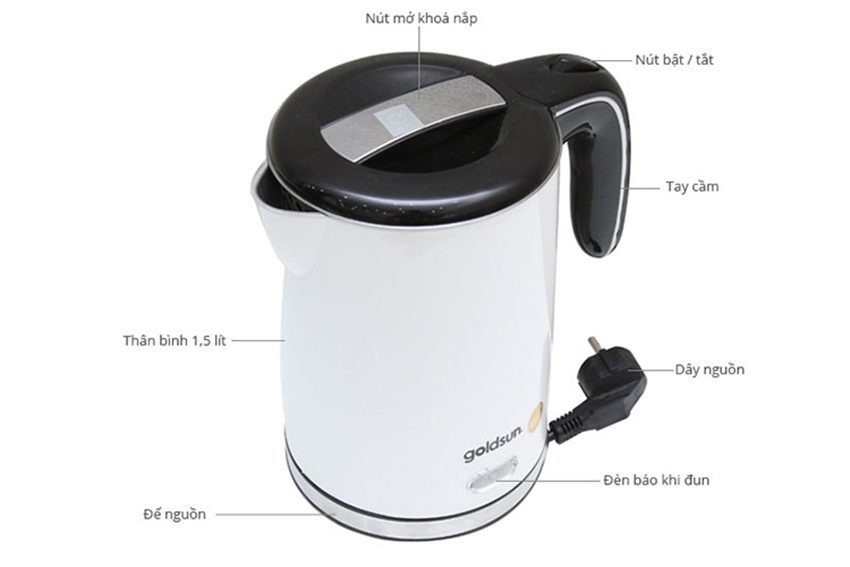 Bình đun siêu tốc Goldsun EK-GF15SPW - Hàng chính hãng