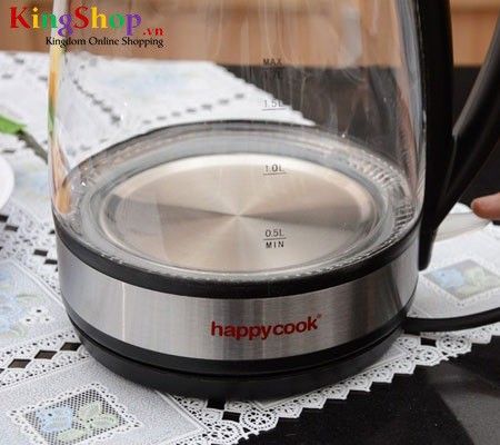 Bình đun siêu tốc thủy tinh Happy Cook HK17SK - Dung tích 1.7L - Hàng chính hãng