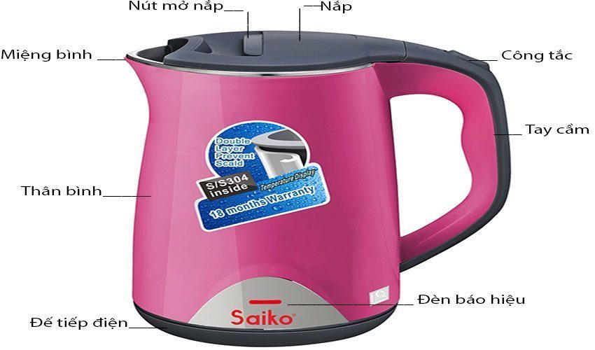 Bình đun siêu tốc Saiko CK-2120S - Hàng chính hãng