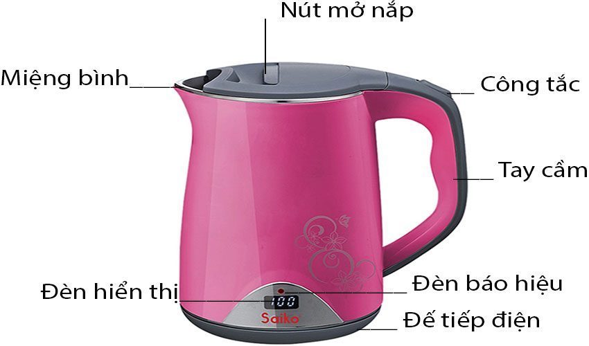 Cấu tạo của Bình đun siêu tốc Saiko CK-2150S