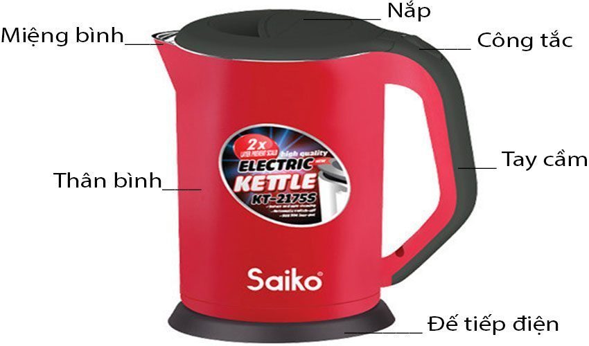 Bình đun siêu tốc Saiko TK-2175S - Hàng chính hãng
