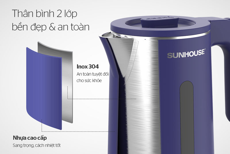 Bình đun siêu tốc Sunhouse 1.8 lít SHD1355 - Hàng chính hãng
