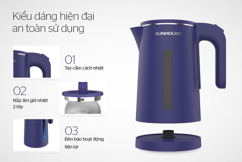 Bình đun siêu tốc Sunhouse 1.8 lít SHD1355 - Hàng chính hãng