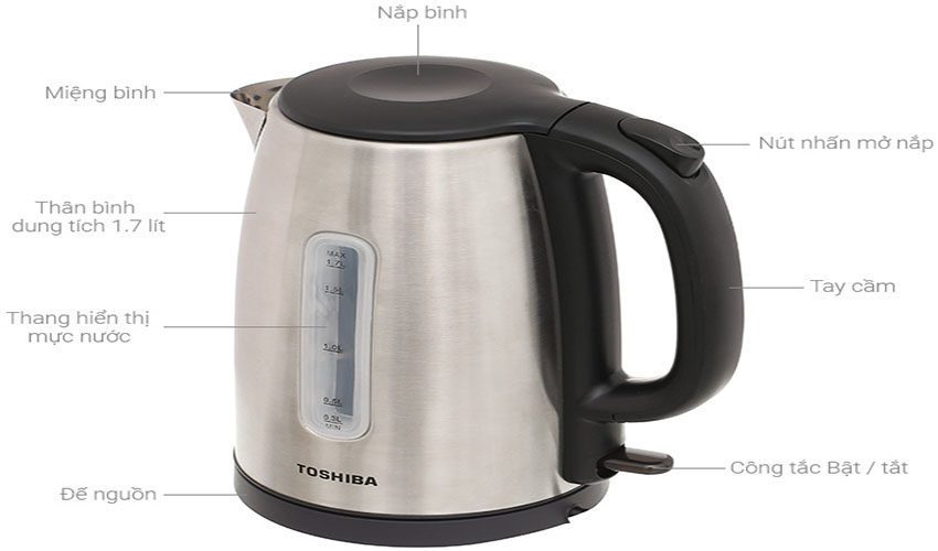 Cấu tạo của Bình đun siêu tốc Toshiba KT-17SH1NV