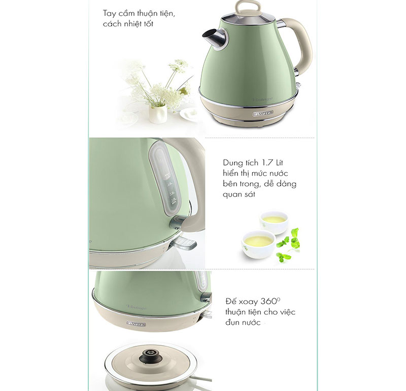 Bình đun siêu tốc cao 1,7 lít Ariete MOD.2869/04 - Hàng chính hãng