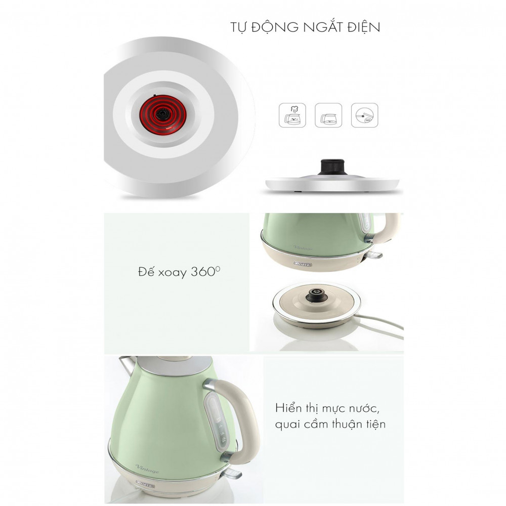 Bình đun siêu tốc cao 1,7 lít Ariete MOD.2869/04 - Hàng chính hãng