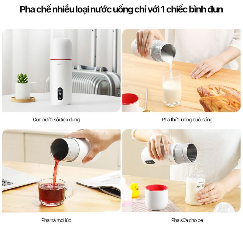 Bình đun nước kèm giữ nhiệt Deerma DR035S - Hàng chính hãng
