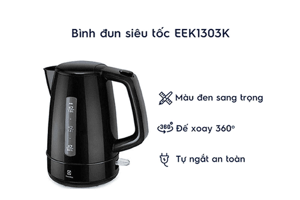 Bình đun siêu tốc Electrolux EEK1303K - Hàng chính hãng