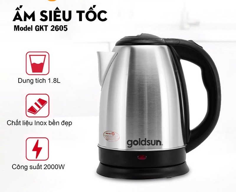 Ấm siêu tốc Goldsun GKT2605 - Hàng chính hãng