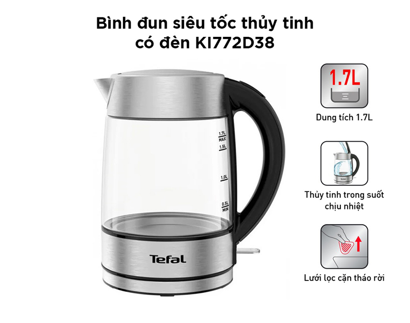 Bình đun siêu tốc Tefal KI772D38 - Hàng chính hãng