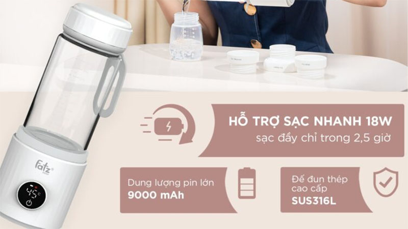 Bình đun và hâm nước pha sữa mini Smart 8 Fatzbaby FB3822FD - Hàng chính hãng